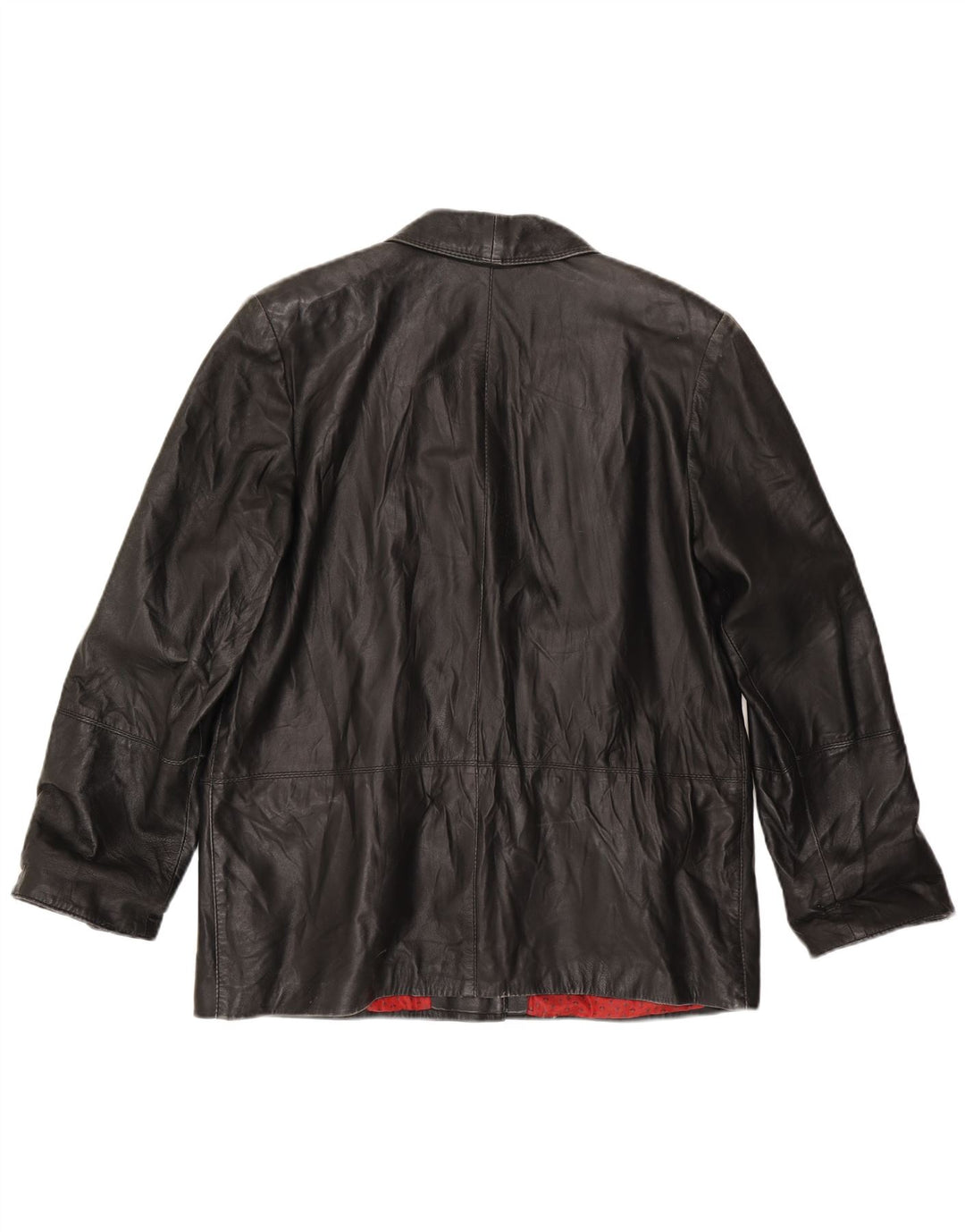 Vintage Womens Leather Jacket IT 50 XL Black Leather