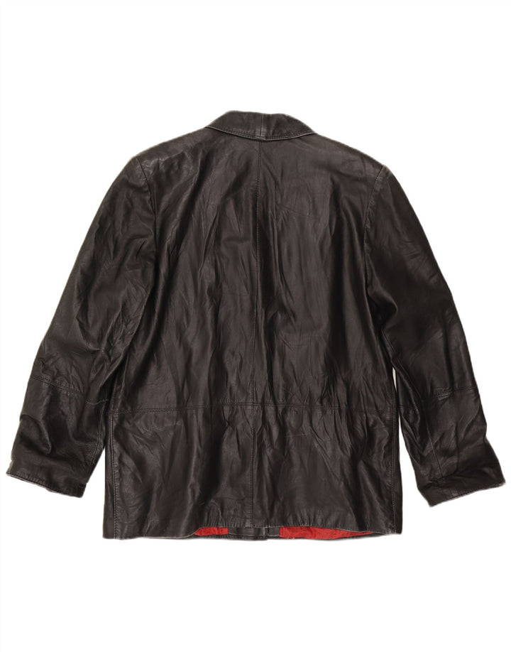 Vintage Womens Leather Jacket IT 50 XL Black Leather