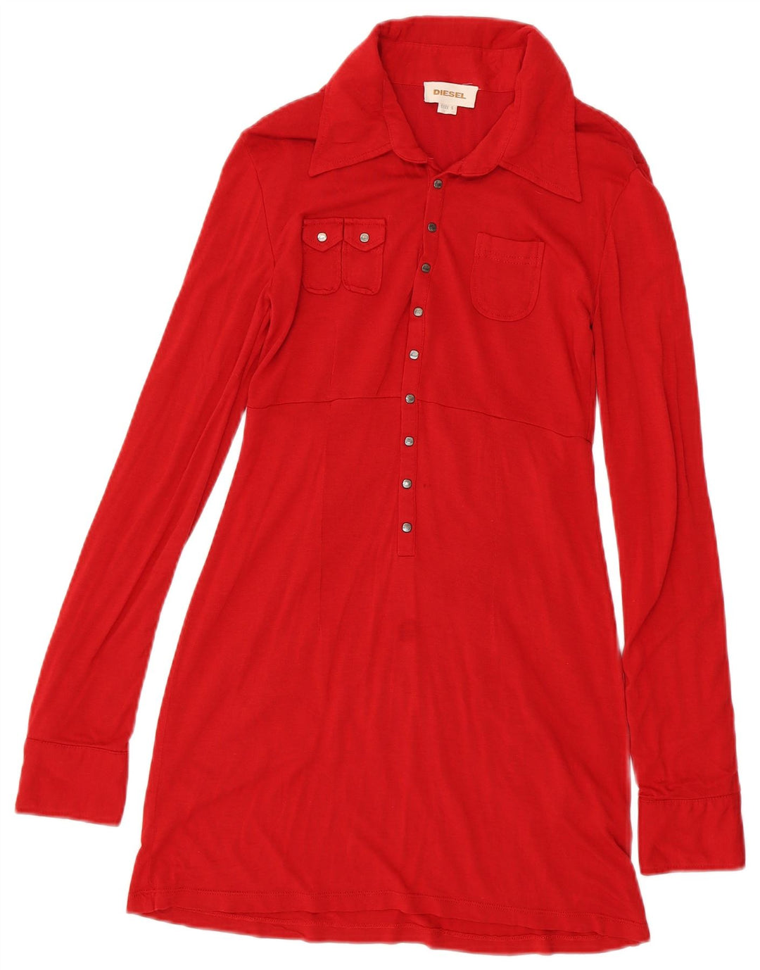 Diesel Womens Long Sleeve Polo Dress UK 8 Small Red Polyamide