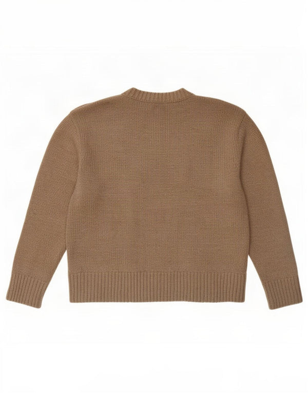 Zara Womens Oversized Crew Neck Jumper Sweater UK 10 Small Brown Polyester
