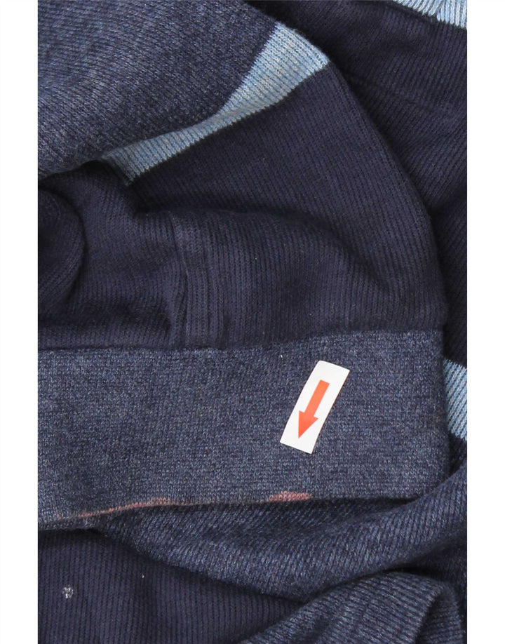 Marks & Spencer Mens Long Sleeve Rugby Polo Shirt Medium Navy Blue Striped