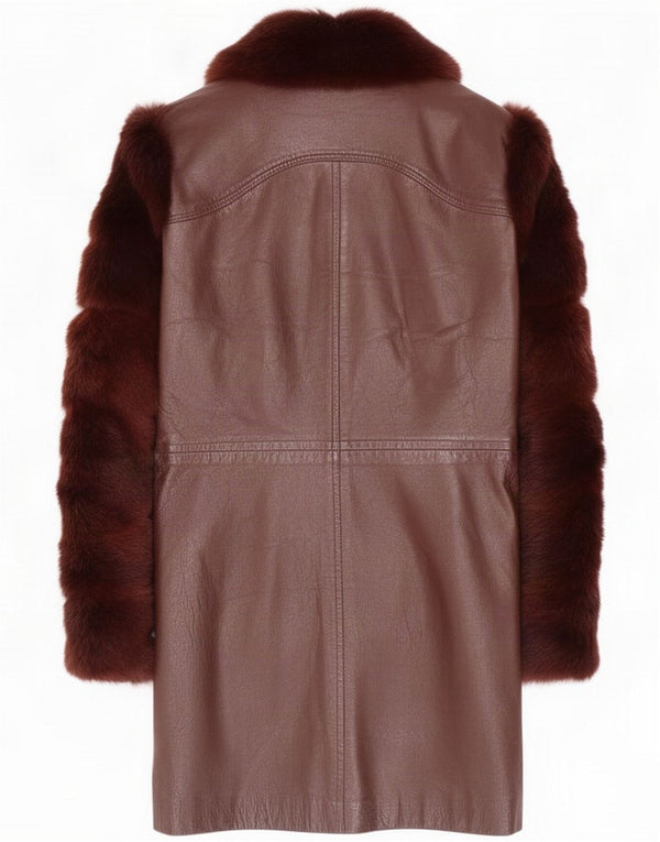 Vintage Womens Leather Coat UK 10 Small Brown