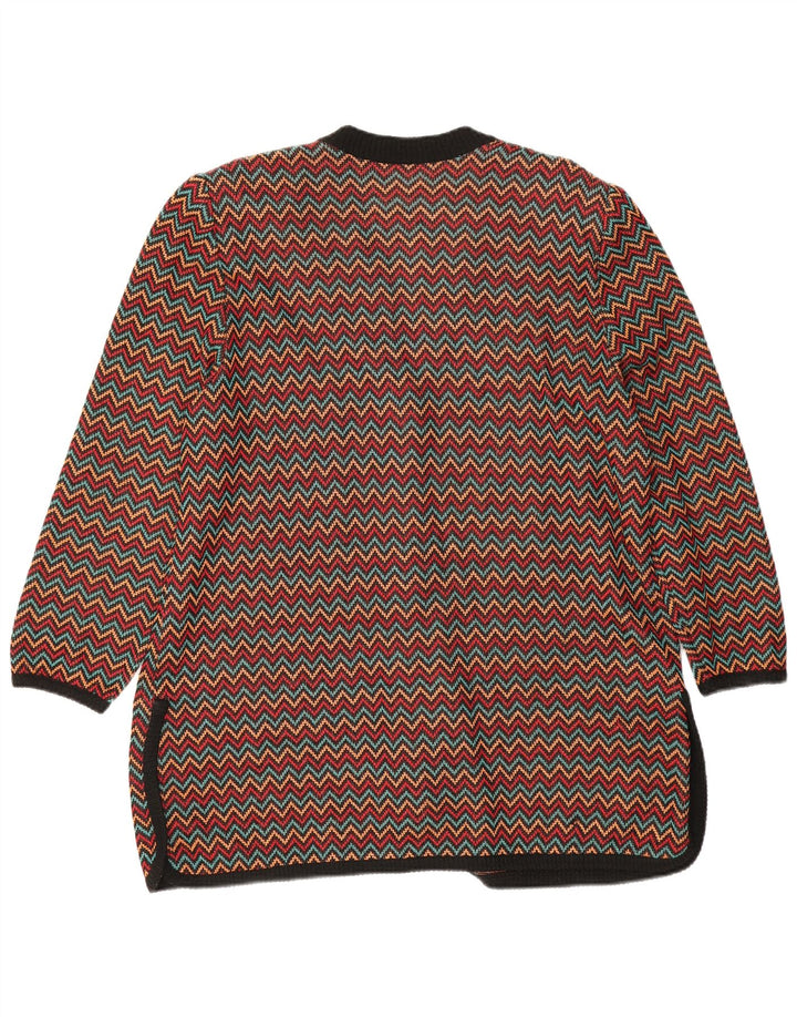 Vintage Womens Cardigan Sweater IT 52 2XL Multicoloured Chevron Cotton