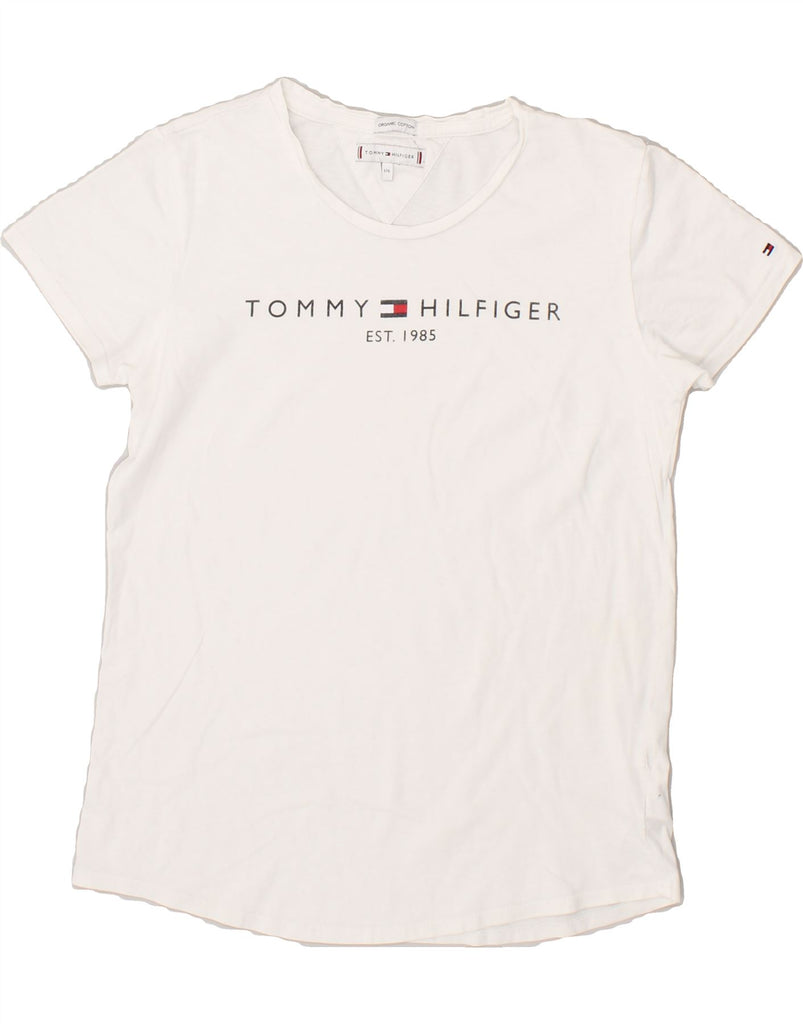 TOMMY HILFIGER Girls Graphic T-Shirt Top 15-16 Years White Cotton | Vintage Tommy Hilfiger | Thrift | Second-Hand Tommy Hilfiger | Used Clothing | Messina Hembry 