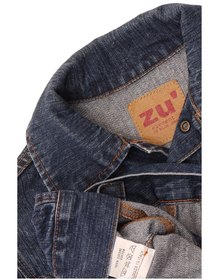 Zu Elements Womens Crop Denim Jacket IT 40 Small Blue Cotton