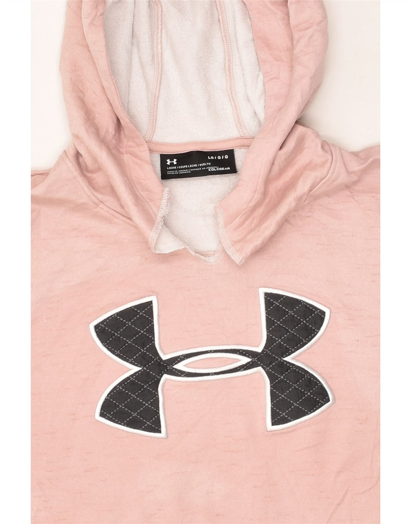 UNDER ARMOUR Womens Cold Gear Graphic Hoodie Jumper UK 16 Large Pink | Vintage Under Armour | Thrift | Second-Hand Under Armour | Used Clothing | Messina Hembry 