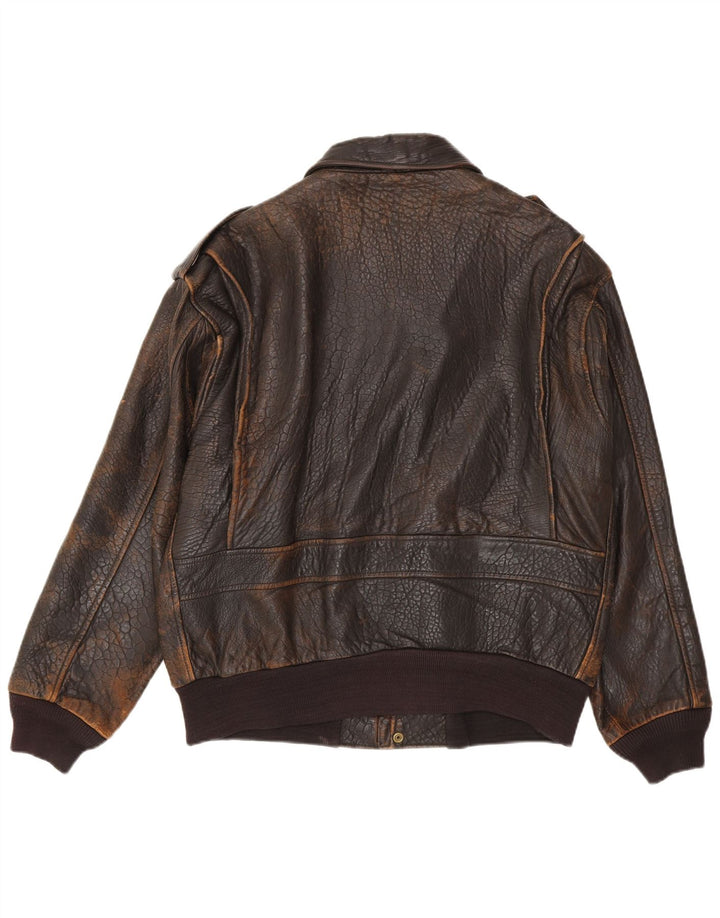 Vintage Mens Leather Jacket IT 48 Medium Brown