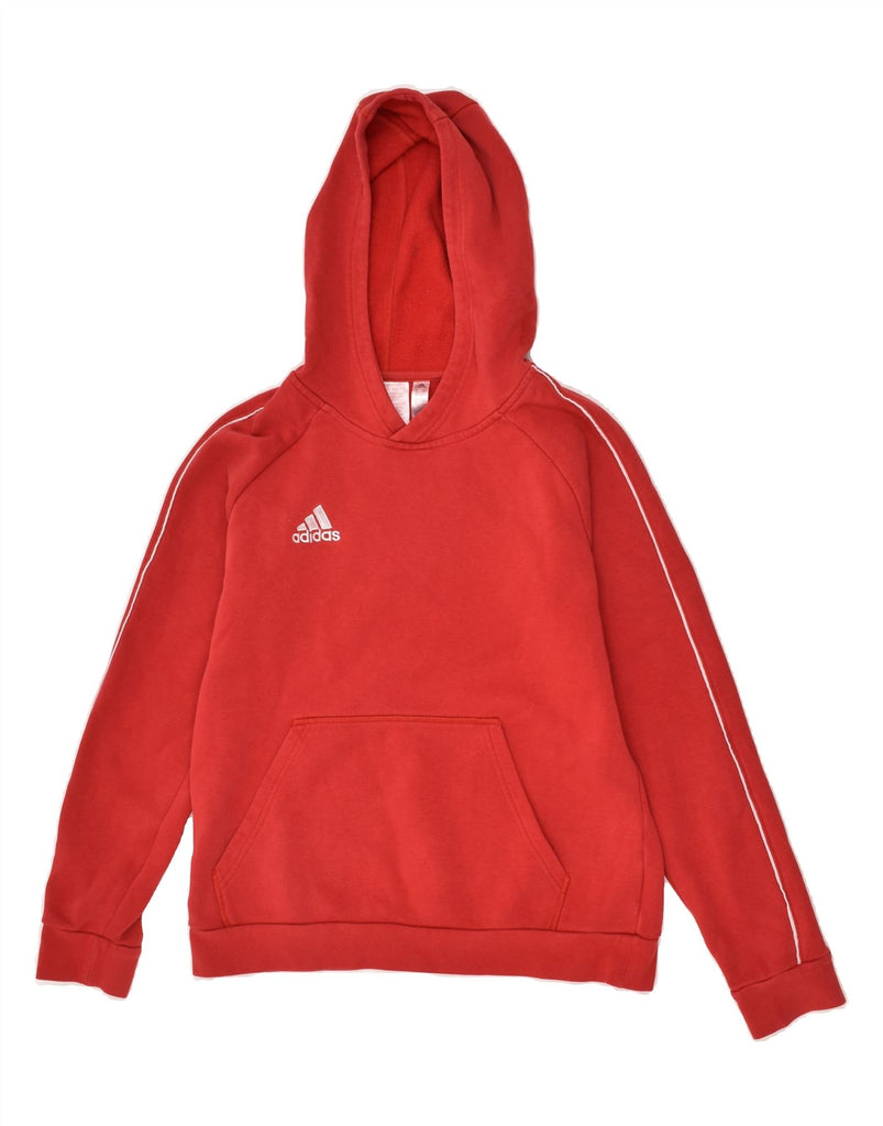 ADIDAS Boys Hoodie Jumper 13-14 Years Red Cotton | Vintage Adidas | Thrift | Second-Hand Adidas | Used Clothing | Messina Hembry 