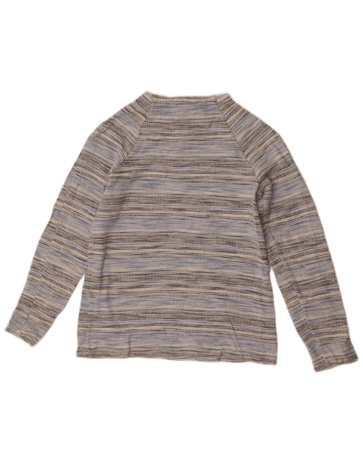 Oasis Womens Top Long Sleeve UK 10 Small Blue Striped Cotton