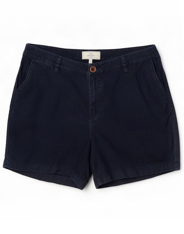 Fat Face Womens Chino Shorts UK 14 Large W34 Navy Blue Linen