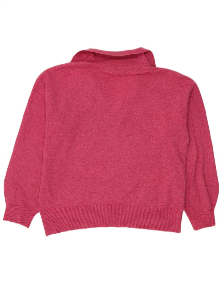 Marks & Spencer Womens Oversized Polo Neck Jumper Sweater UK 14 Medium Pink