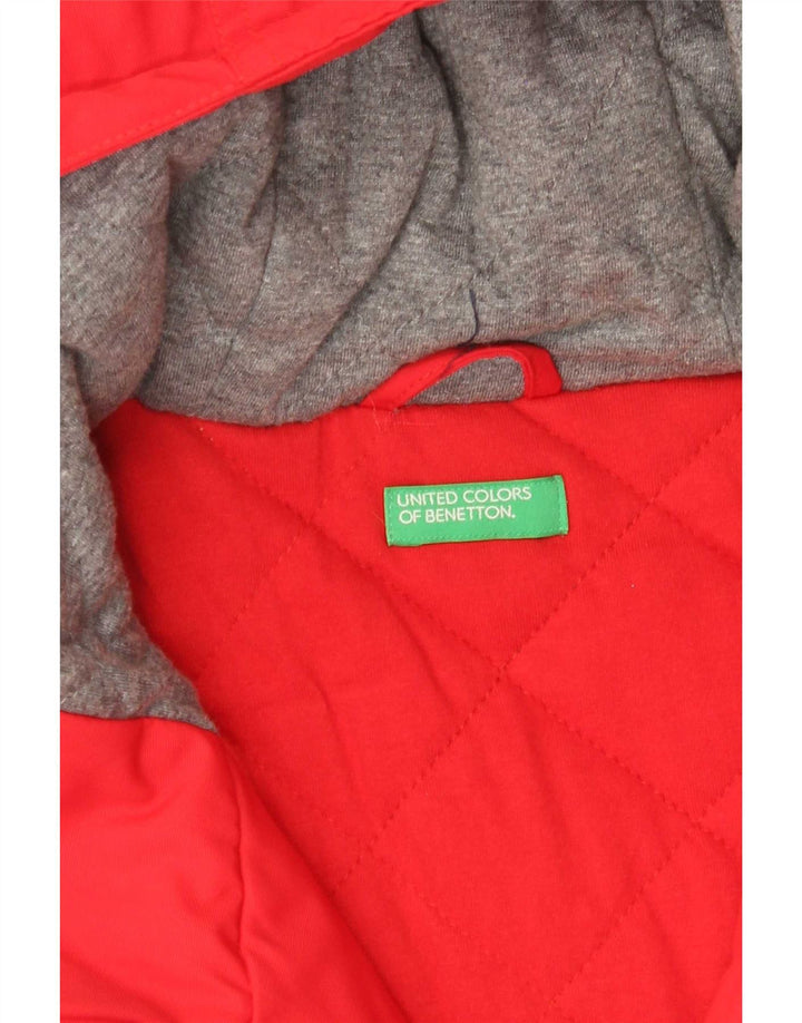 Benetton Mens Hooded Bomber Jacket UK 38 Medium Red Sports