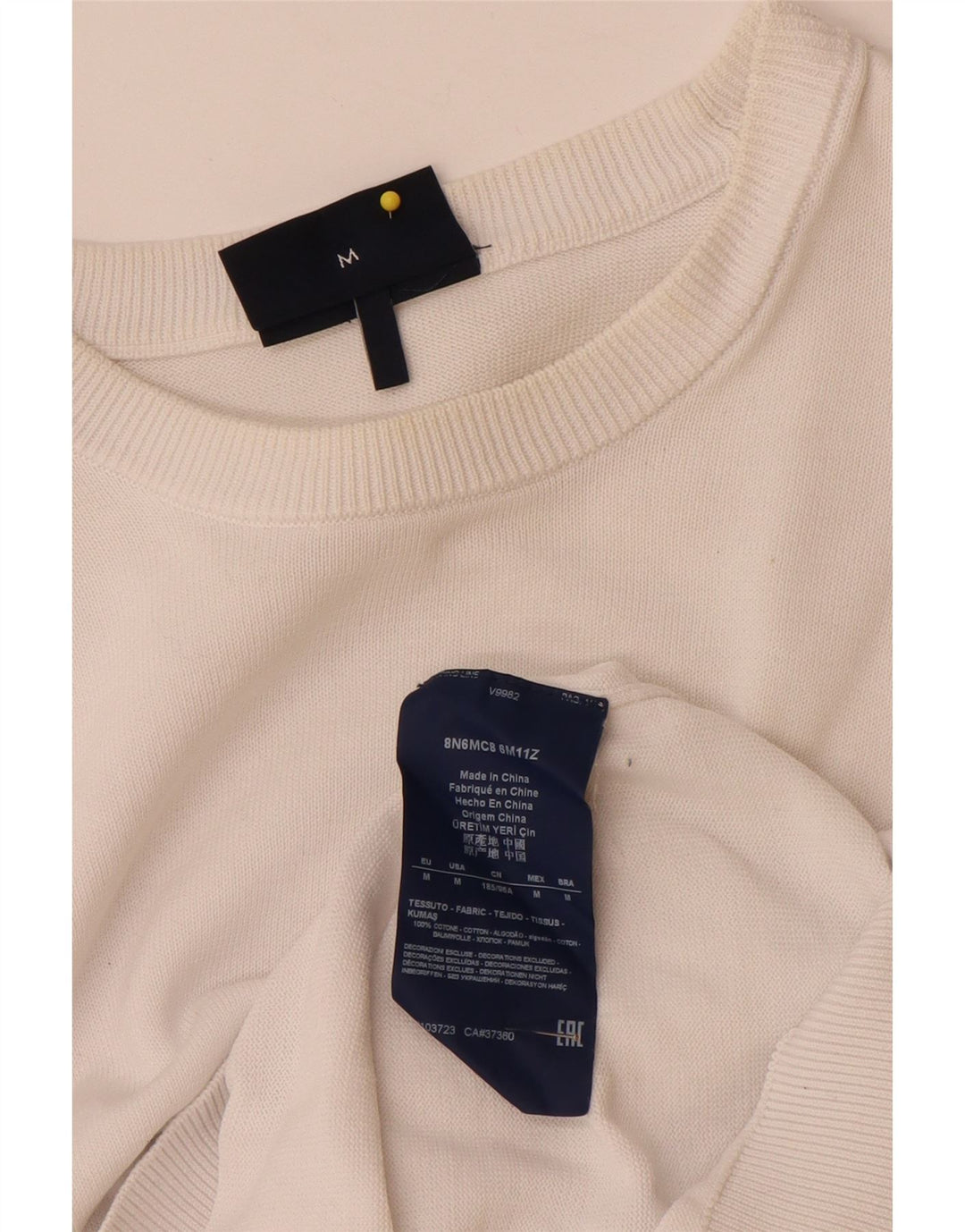 Armani Jeans Womens Crew Neck Jumper Sweater UK 12 Medium White Cotton
