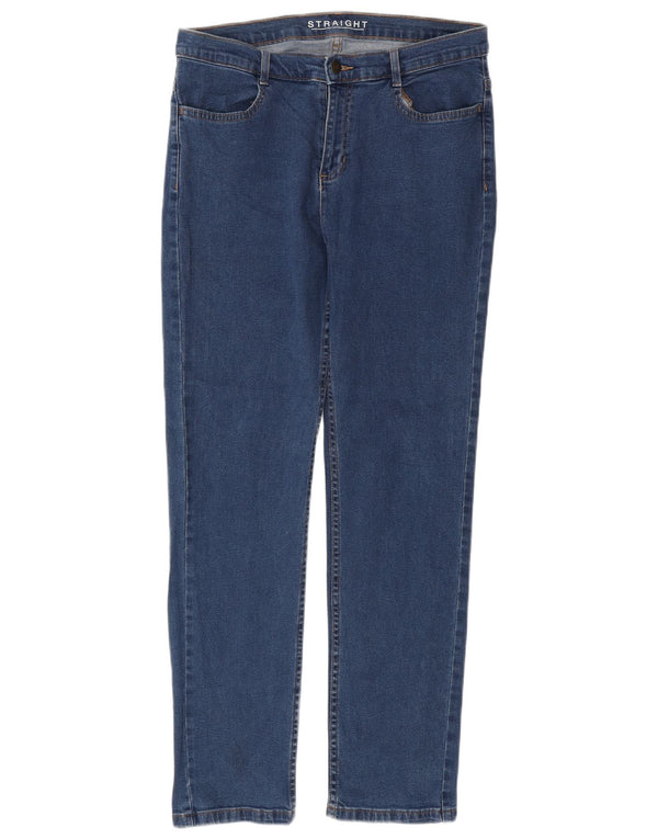 Marks & Spencer Womens Straight Jeans UK 12 Medium W32 L30 Blue Cotton