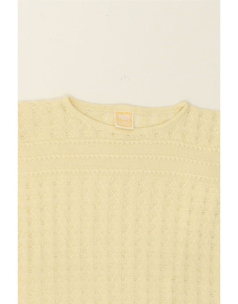 VINTAGE Womens 3/4 Sleeve Crew Neck Jumper Sweater UK 16 Large Yellow | Vintage Vintage | Thrift | Second-Hand Vintage | Used Clothing | Messina Hembry 