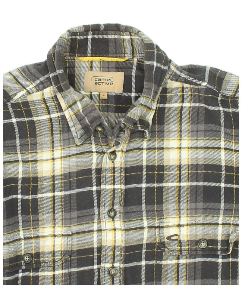 CAMEL ACTIVE Mens Flannel Shirt Large Grey Check Cotton Vintage Camel Active and Second-Hand Camel Active from Messina Hembry 