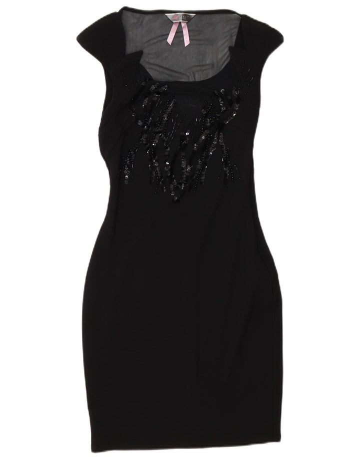 Lipsy Womens Bodycon Dress UK 10 Small  Black Polyester