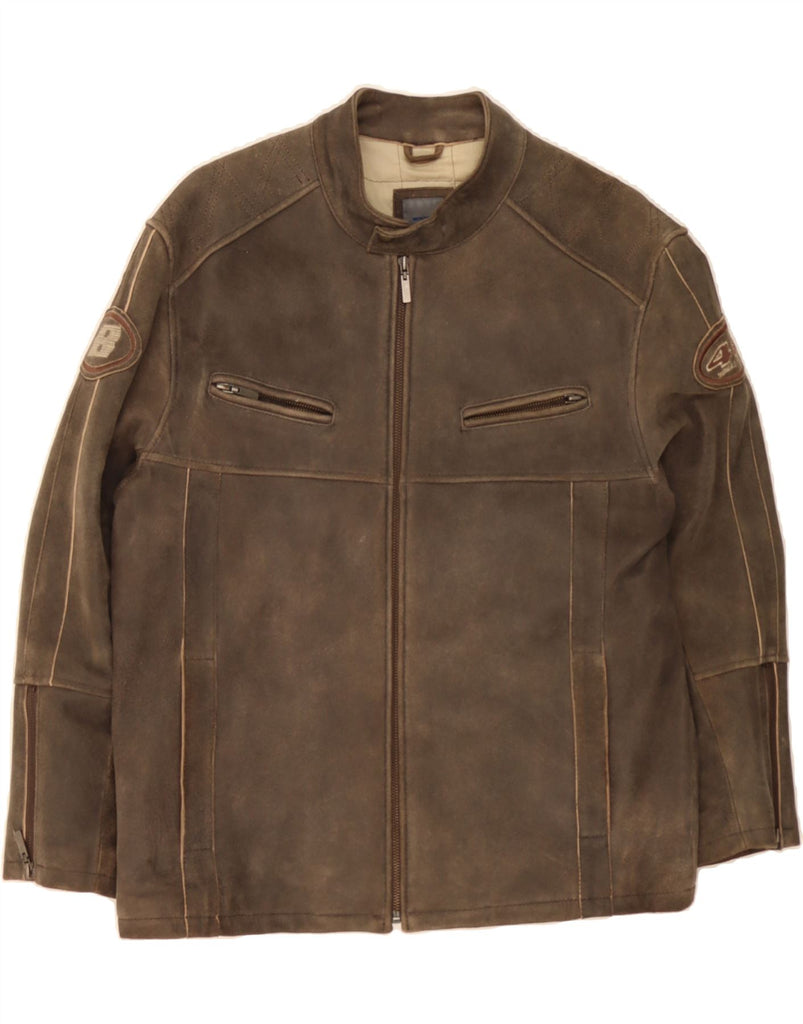 MONTEGO Mens Leather Jacket UK 40 Large Grey Leather Vintage Montego and Second-Hand Montego from Messina Hembry 