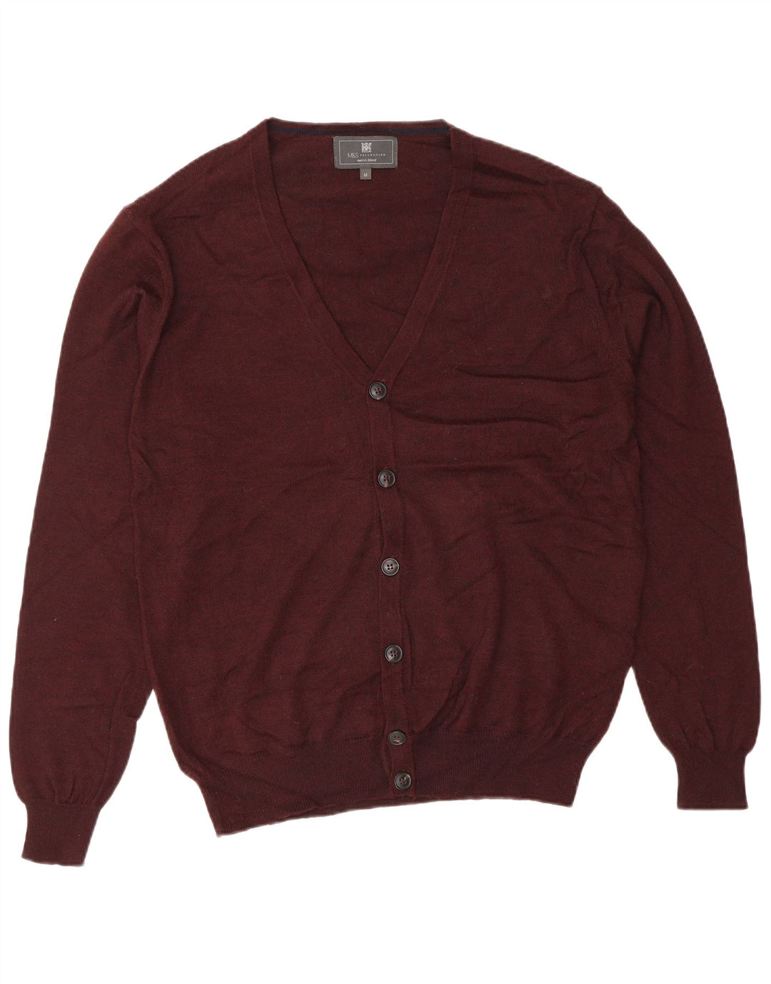 Marks & Spencer Mens Cardigan Sweater Medium Burgundy Acrylic