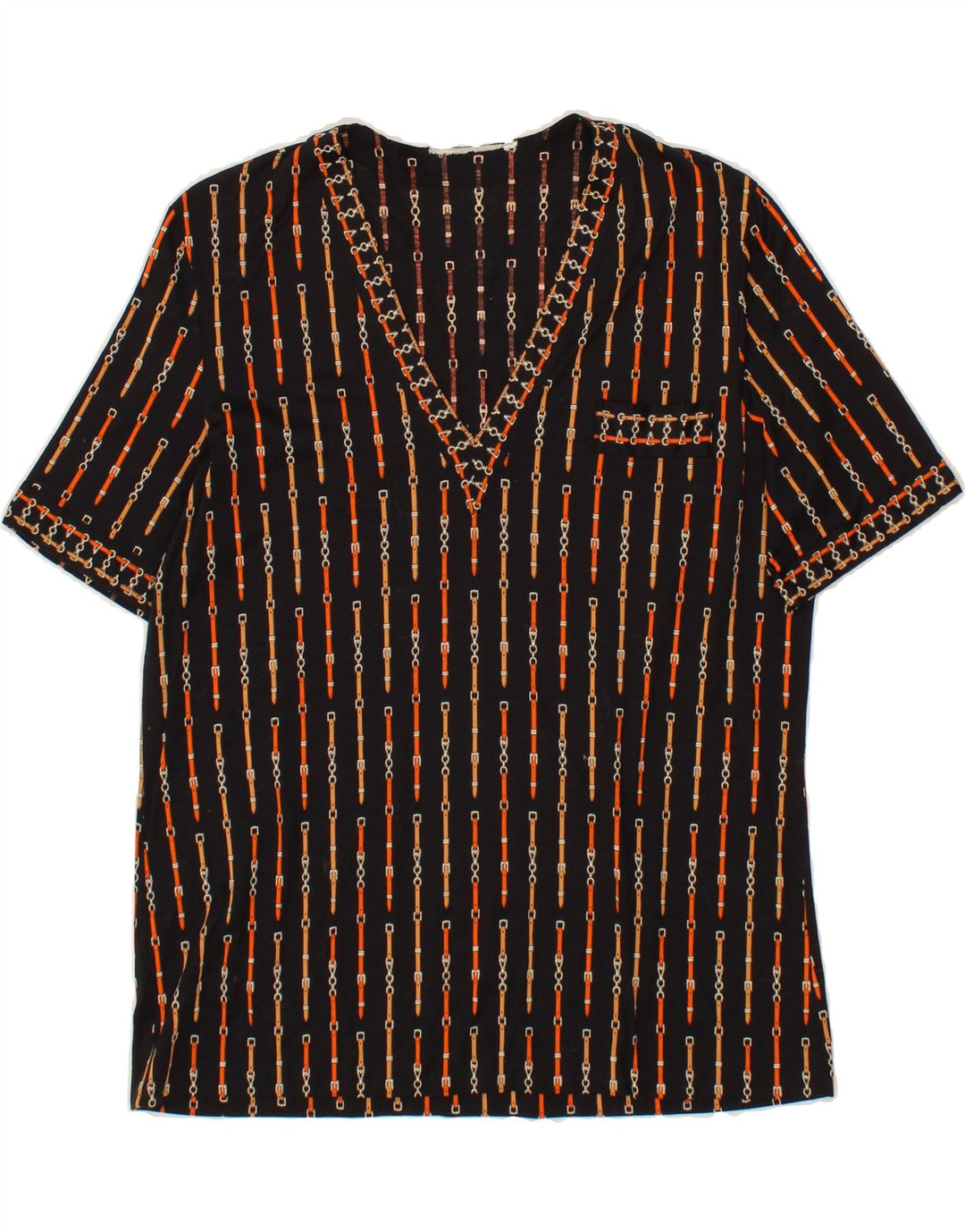 VINTAGE Womens Blouse Top UK 14 Large Black Striped Vintage Vintage and Second-Hand Vintage from Messina Hembry 