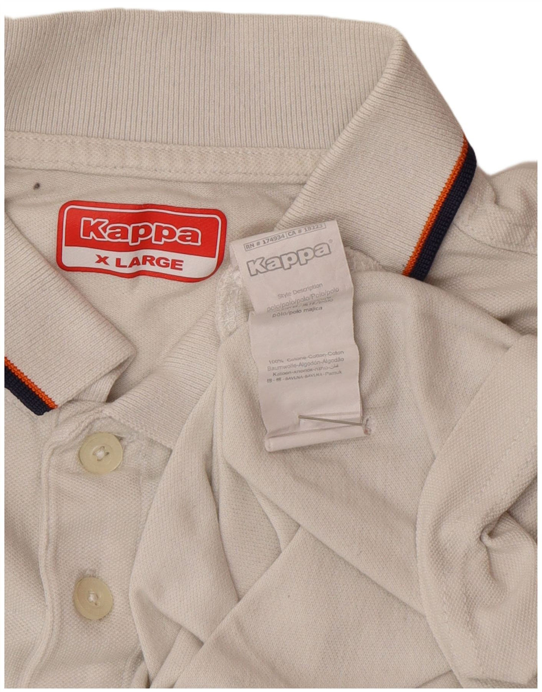 Kappa Mens Polo Shirt XL White Cotton