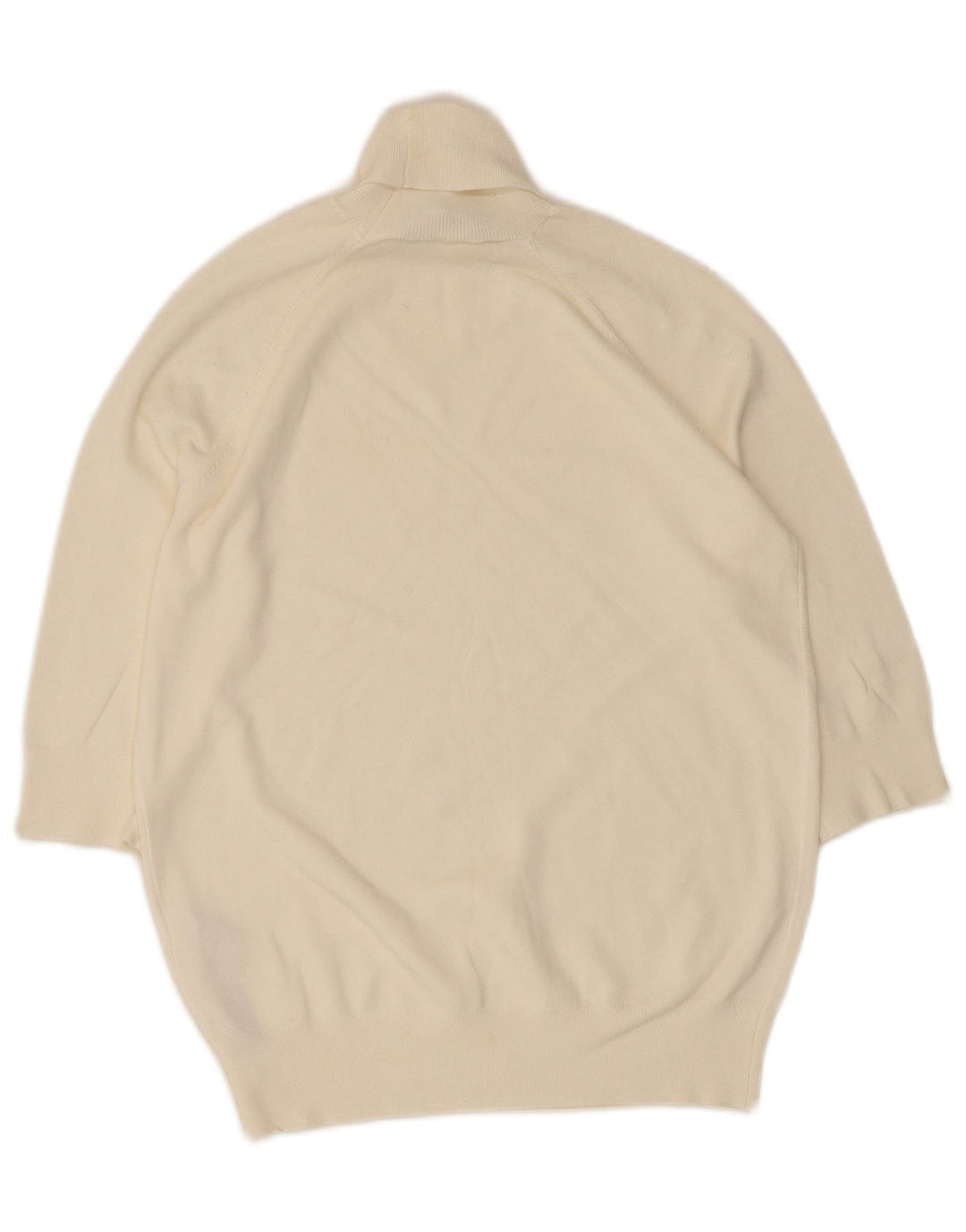 Zara Womens Short Sleeve Roll Neck Jumper Sweater UK 12 Medium White