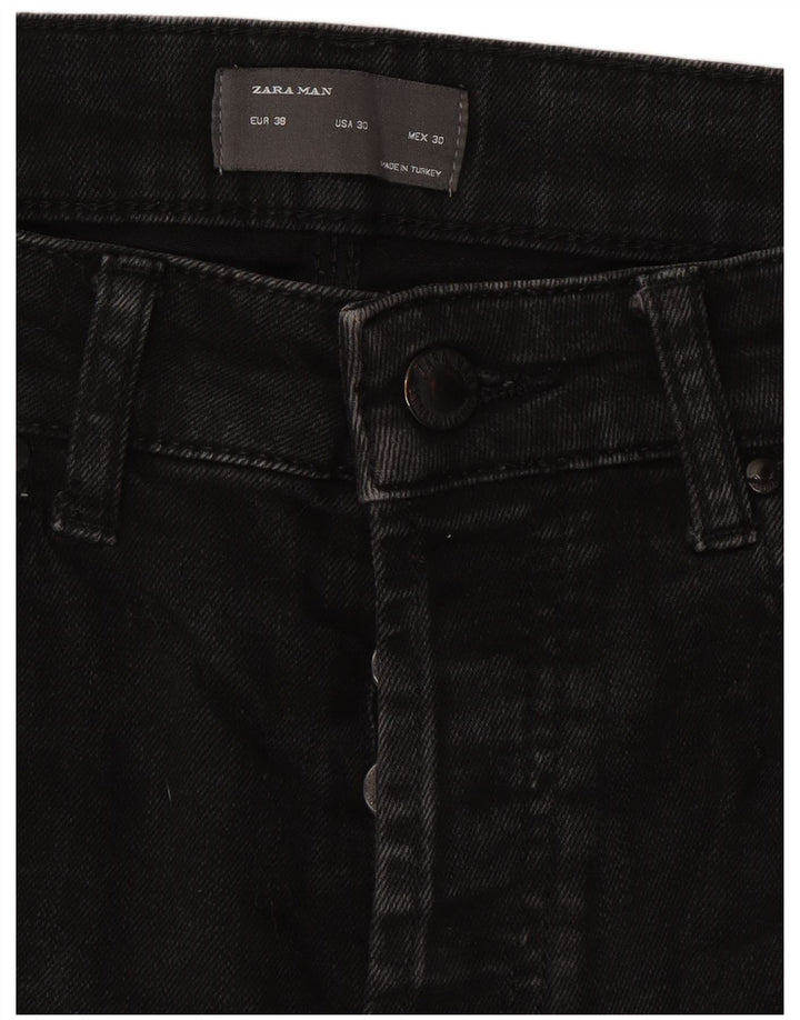 ZARA Mens Slim Jeans EU 38 Small W30 L28 Black Cotton