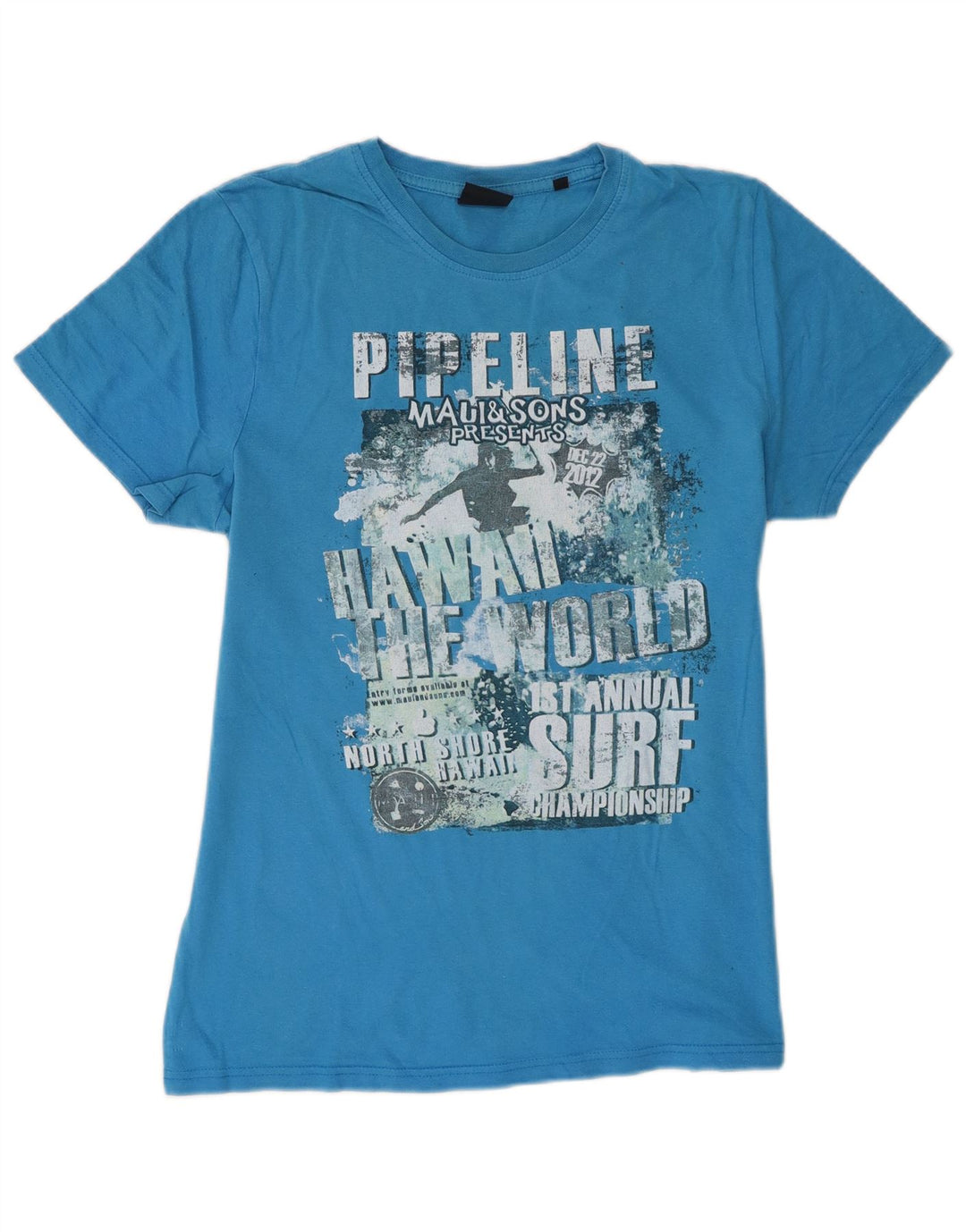 Maui and Sons Mens Graphic T-Shirt Top Medium Blue Cotton