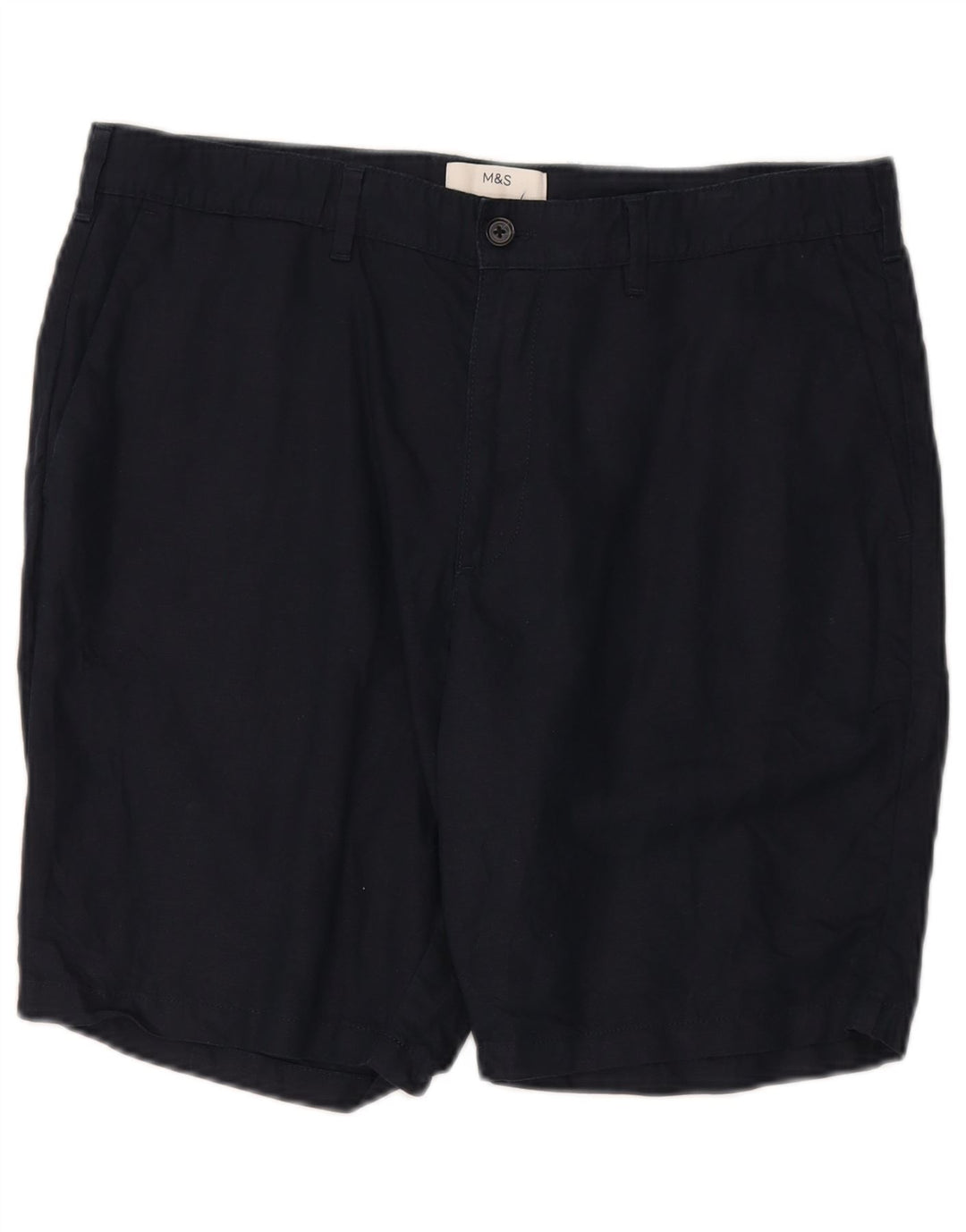 Marks & Spencer Mens Chino Shorts W36 Large Navy Blue Flax