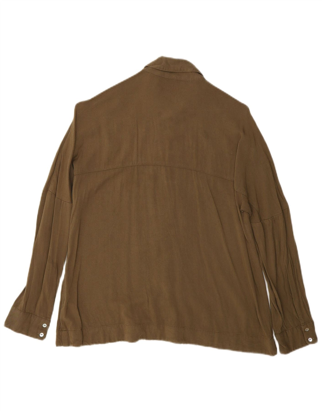ZARA Womens Oversized Shirt Blouse UK 6 XS Khaki Viscose