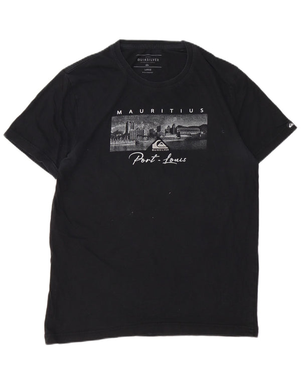 Quiksilver Boys Graphic T-Shirt Top 15-16 Years Large Black Cotton