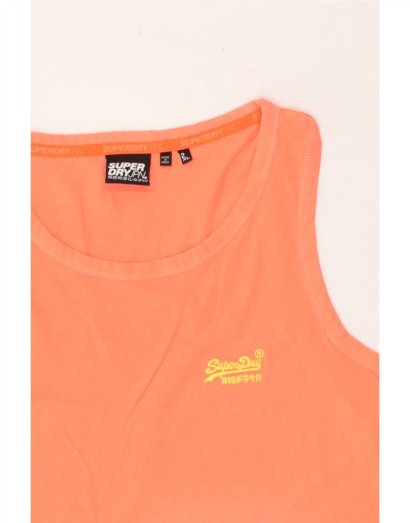 SUPERDRY Womens Graphic Vest Top UK 20 2XL Orange Cotton | Vintage Superdry | Thrift | Second-Hand Superdry | Used Clothing | Messina Hembry 