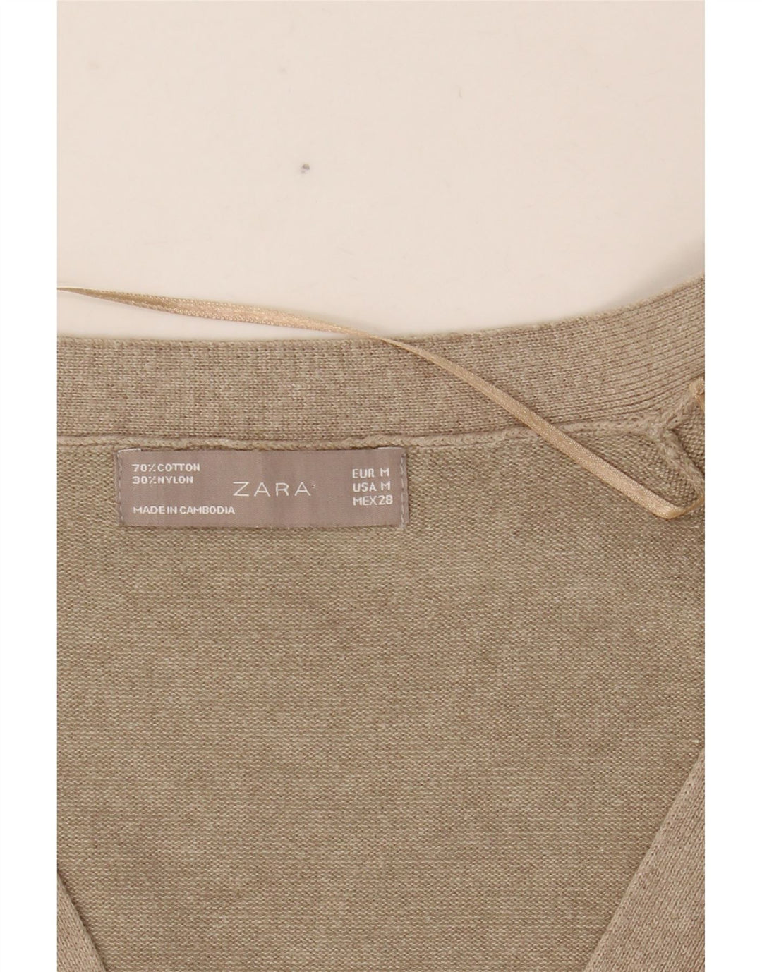 ZARA Womens Cardigan Sweater UK 12 Medium Beige Cotton