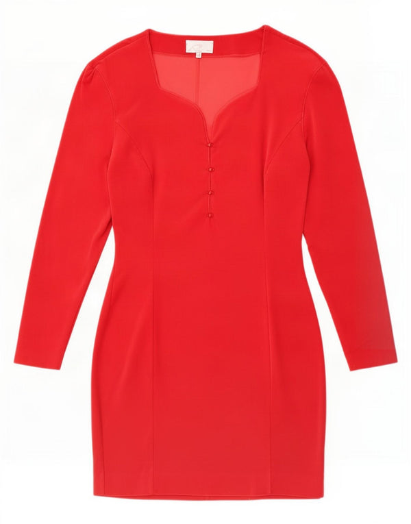 Rosella Womens Long Sleeve Velvet Sheath Dress UK 12 Medium Red