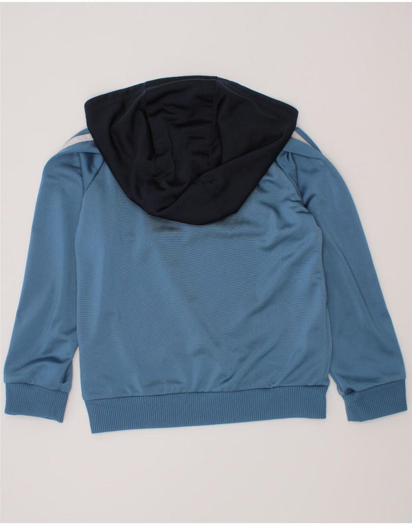 Adidas Boys Zip Neck Hoodie Jumper 6-7 Years Blue Colourblock Polyester