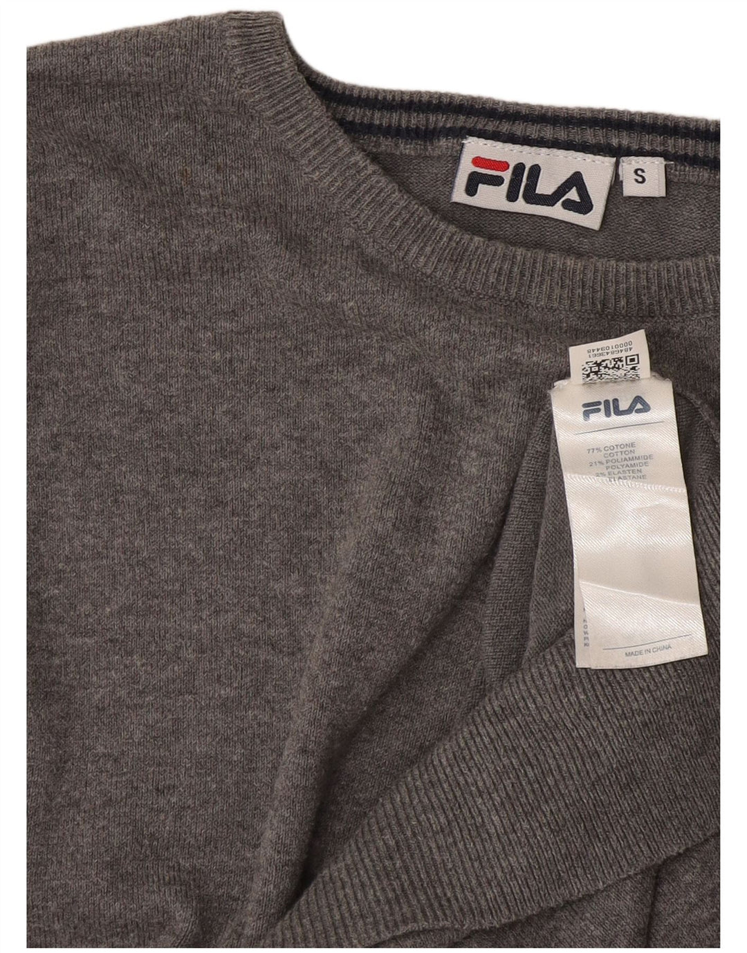 Fila Mens Boat Neck Jumper Sweater Small Grey Cotton