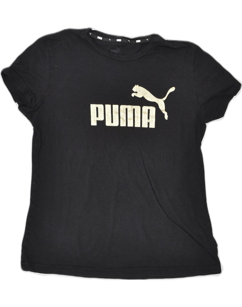 PUMA Mens Graphic T-Shirt Top Medium Black Cotton | Vintage Puma | Thrift | Second-Hand Puma | Used Clothing | Messina Hembry 