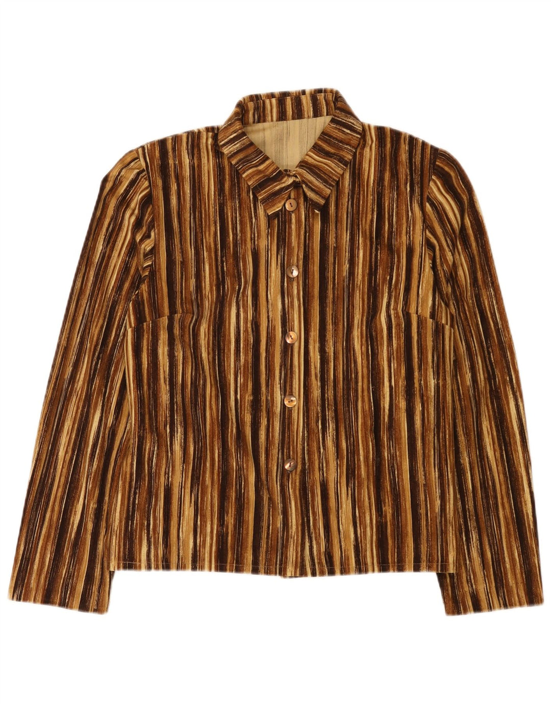 Vintage Womens Shirt UK 12 Medium Brown Striped
