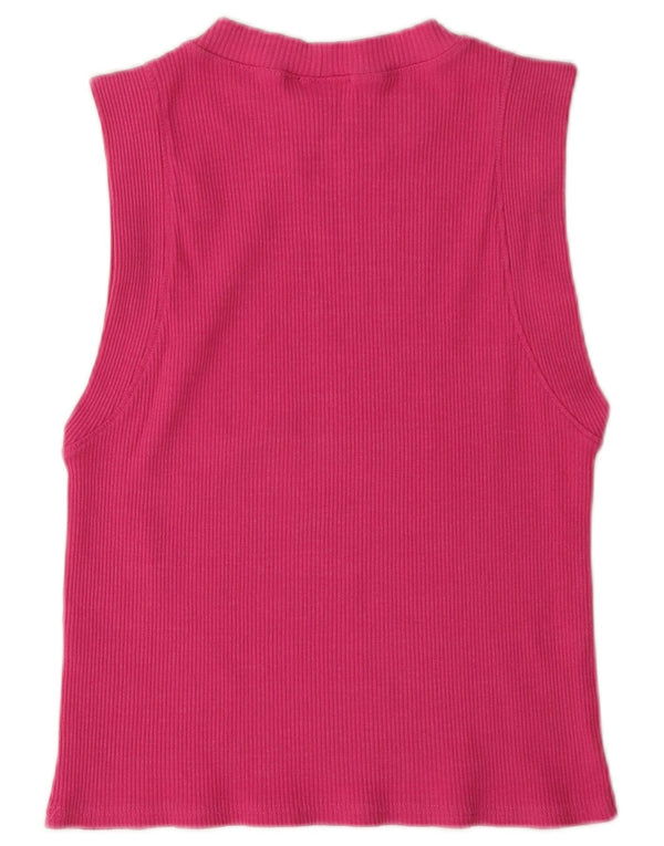 Zara Womens Crop Vest Top UK 14 Large Pink Cotton