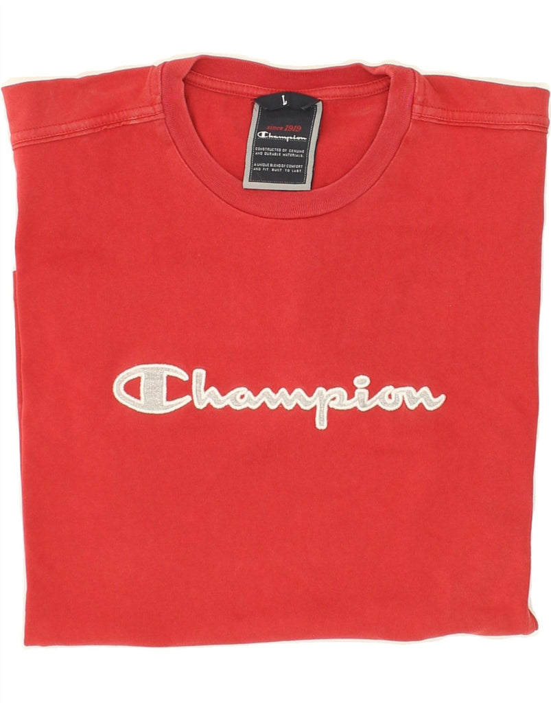 CHAMPION Womens Graphic T-Shirt Top UK 16 Large Red Cotton Vintage Champion and Second-Hand Champion from Messina Hembry 