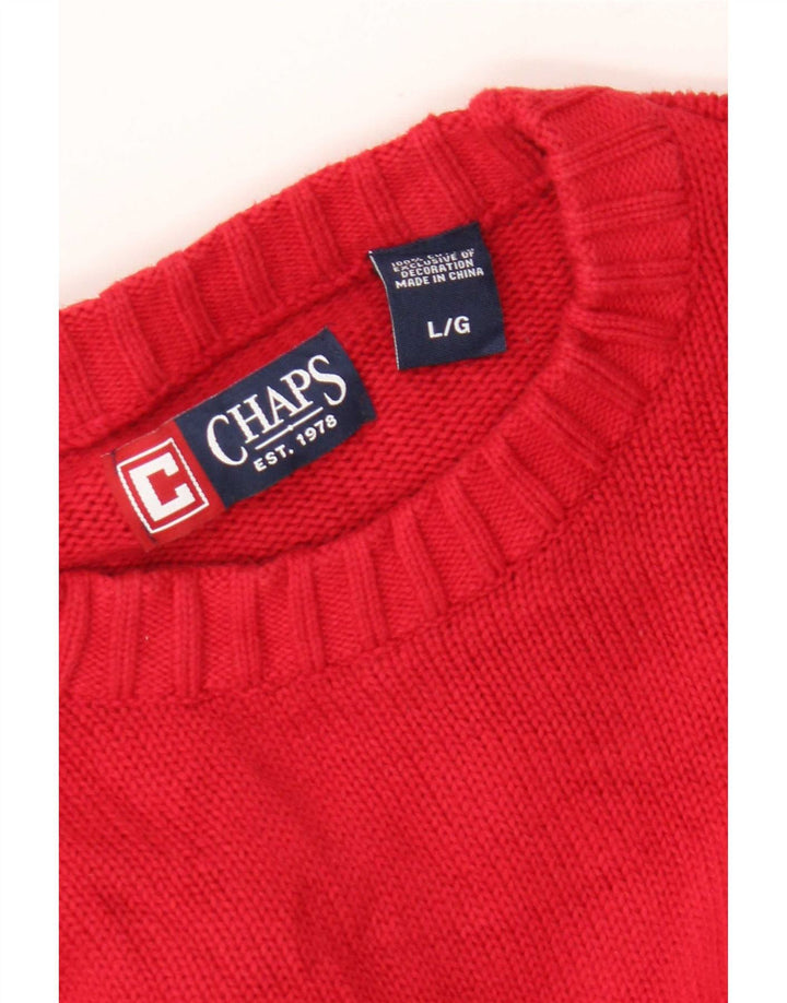 Chaps Mens Crew Neck Jumper Sweater Large Red Cotton