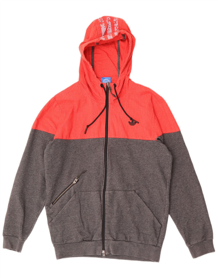 Adidas Mens Zip Hoodie Sweater Medium Grey Colourblock Cotton
