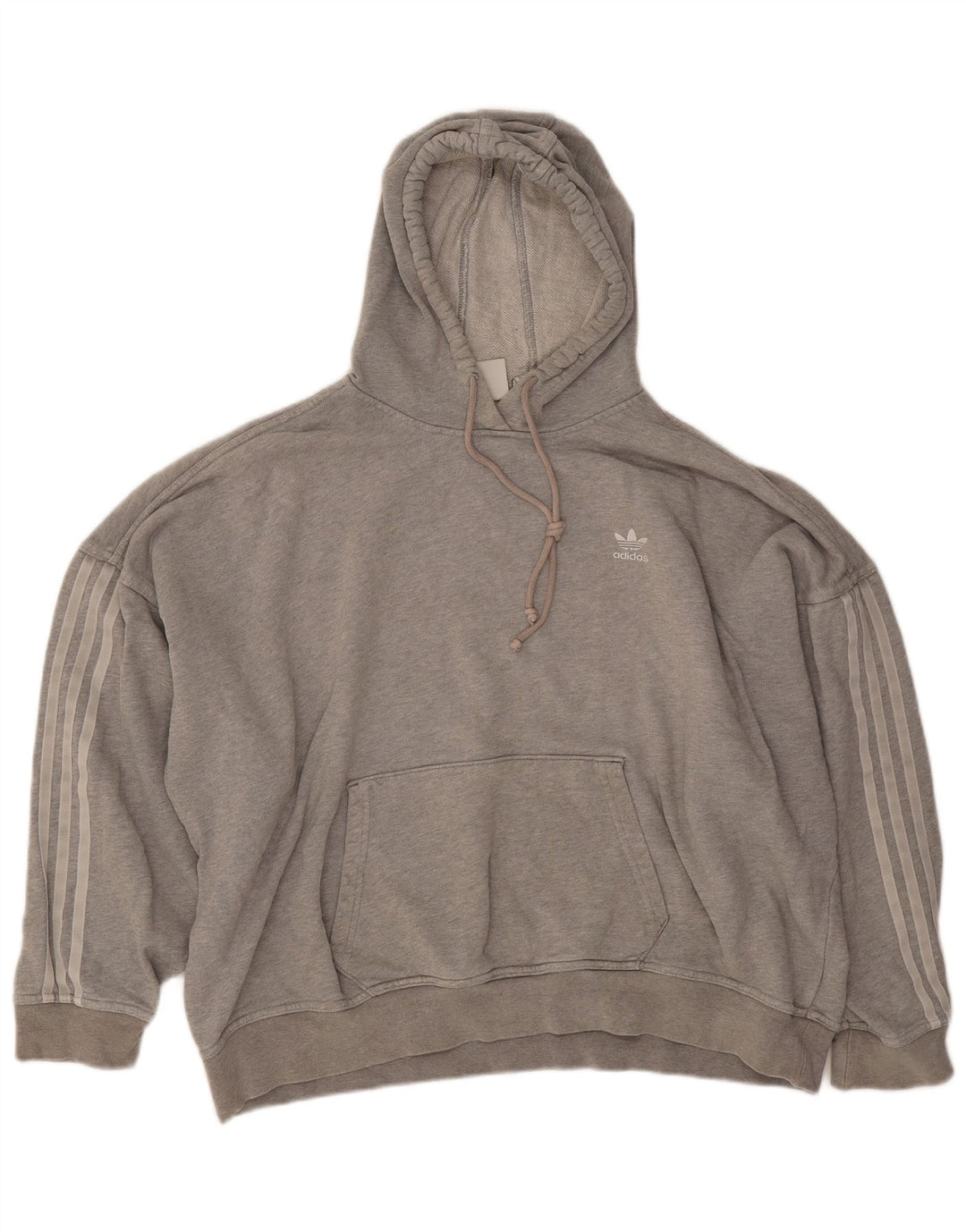 Adidas Womens Oversized Hoodie Jumper UK 14 Medium Grey Cotton