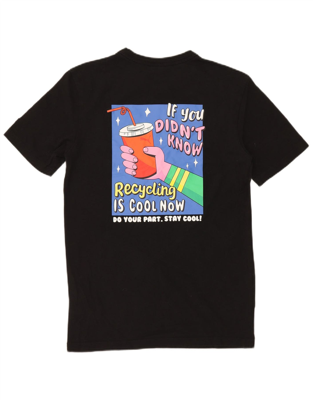 PUMA Mens Graphic T-Shirt Top XS Black Cotton