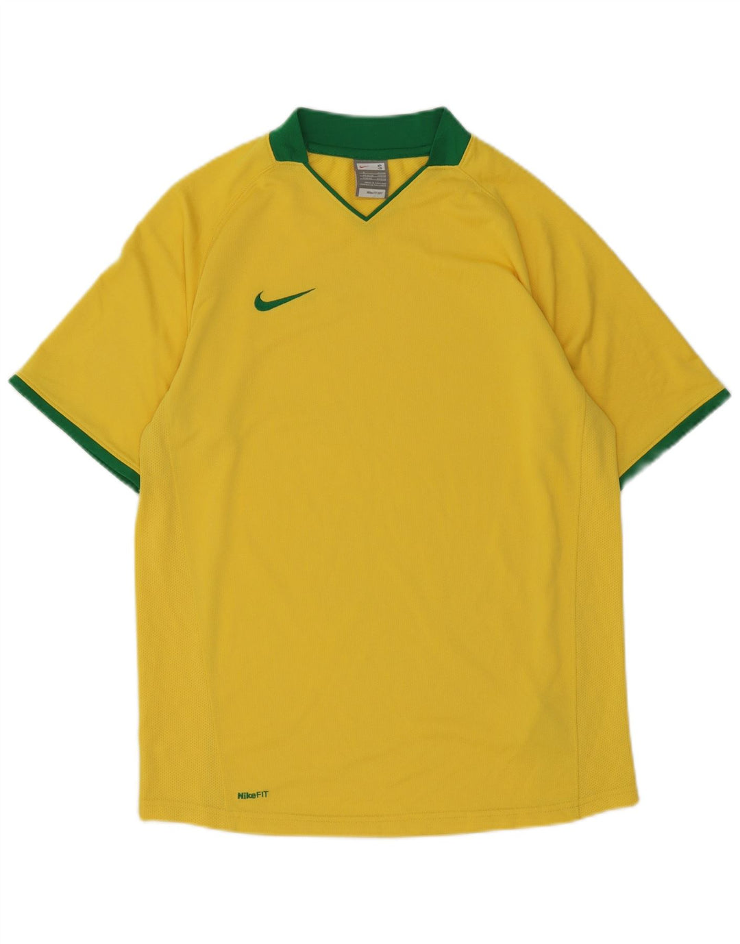 Nike Mens T-Shirt Top UK 36/38 Small Yellow Colourblock Polyester