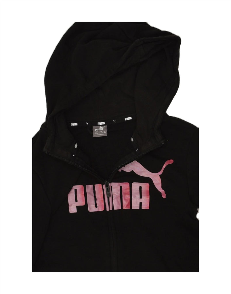 PUMA Girls Graphic Zip Hoodie Sweater 13-14 Years Black | Vintage Puma | Thrift | Second-Hand Puma | Used Clothing | Messina Hembry 