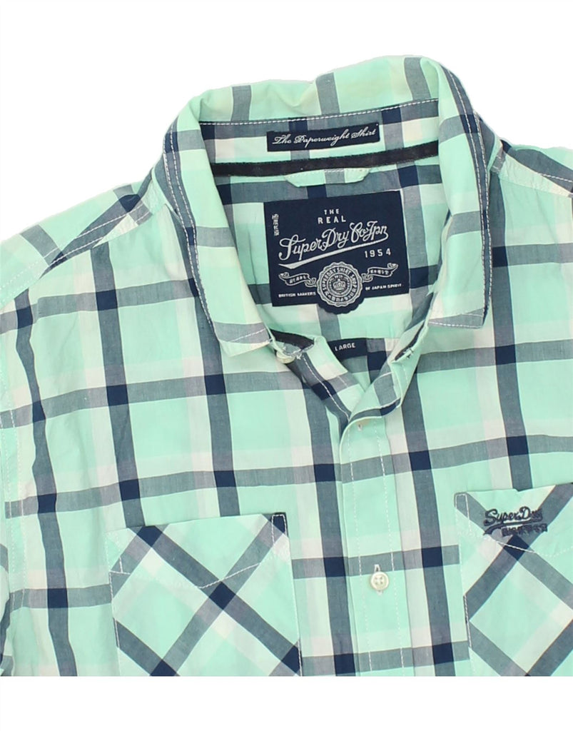 SUPERDRY Mens Shirt Large Green Check Cotton | Vintage Superdry | Thrift | Second-Hand Superdry | Used Clothing | Messina Hembry 