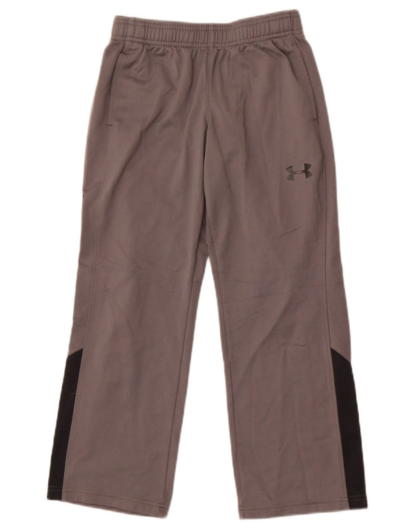 Under Armour Boys Tracksuit Trousers 7-8 Years Small Grey Colourblock