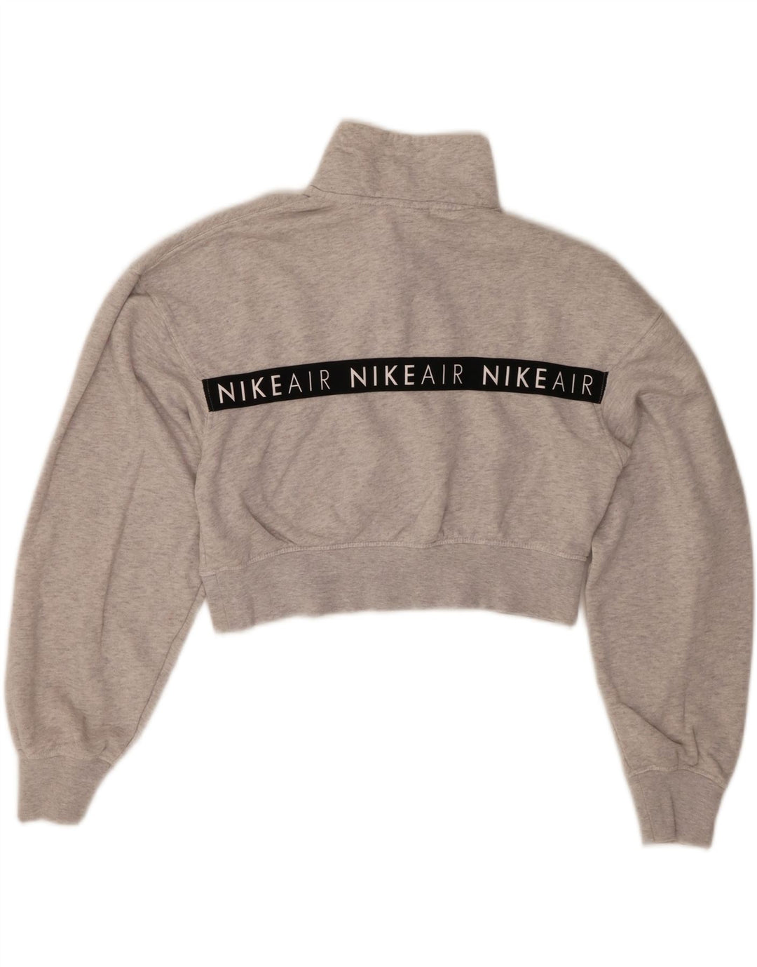 Nike Womens Graphic Crop Sweatshirt Jumper UK 6 XS Grey Cotton