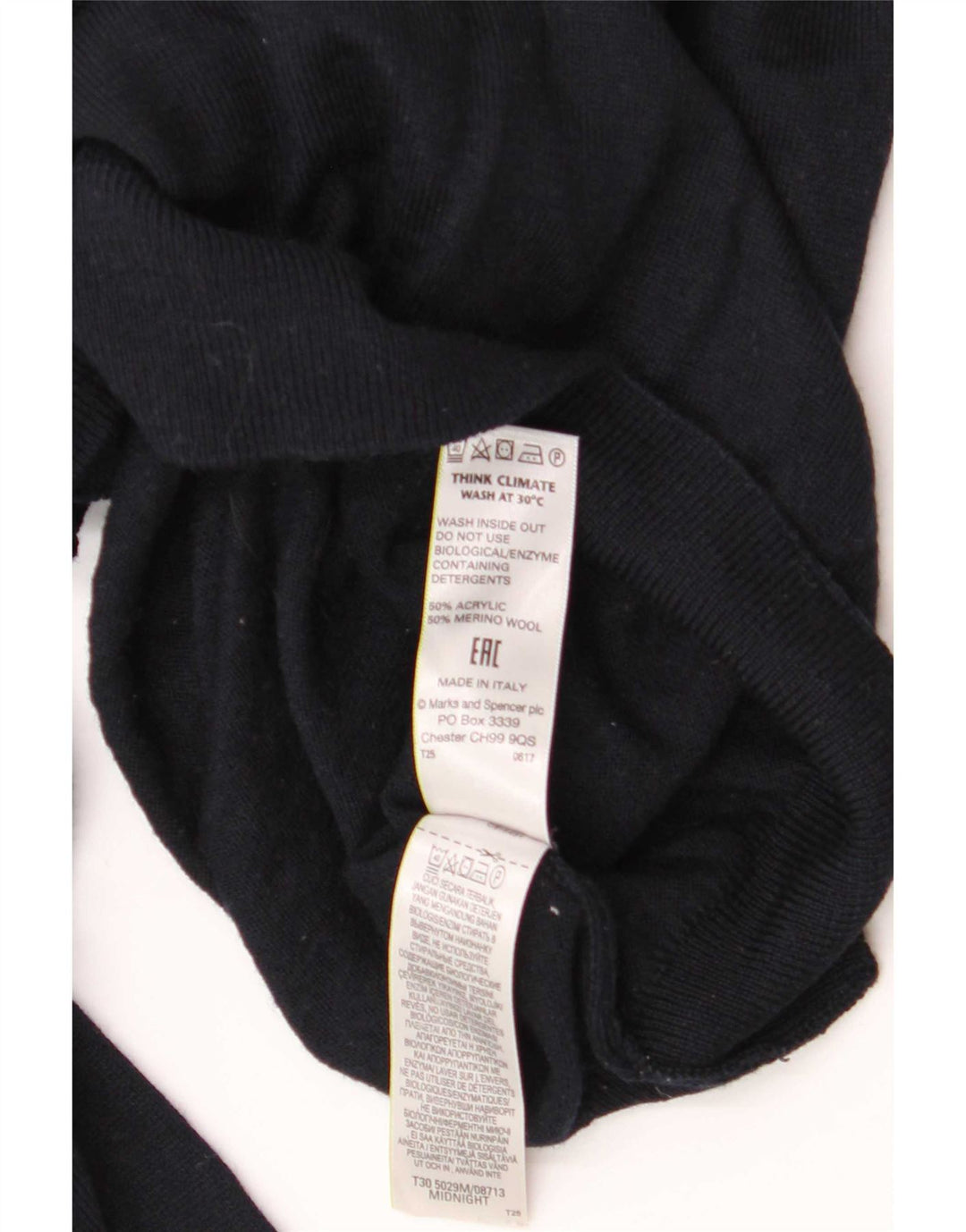 Marks & Spencer Mens Roll Neck Jumper Sweater Large Navy Blue Acrylic